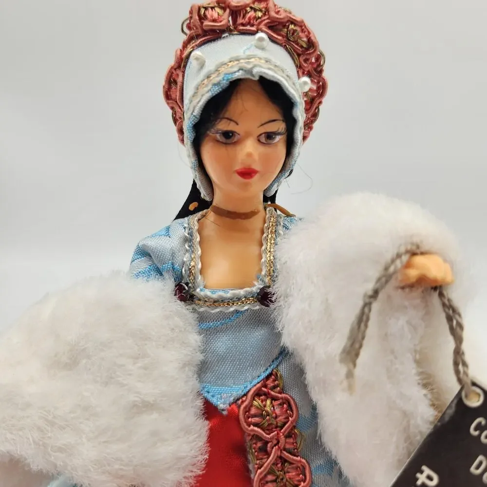 Vintage‎ Peggy Nisbet Costume Lady Doll Blue Red Gown Fur Trim Made In England